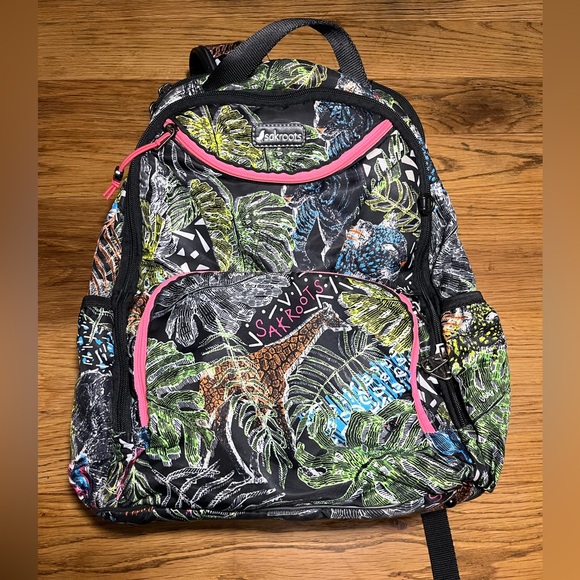 Sakroots Handbags - Sakroots Artist Circle Laptop Backpack | Black Wildlife | Fits 15” Laptop
